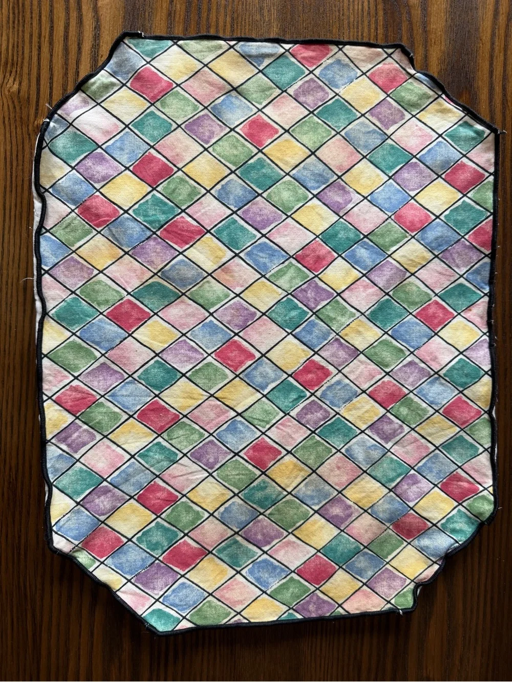 Vintage Diamond-Print Watercolor Print Quilted Placemats - Set of 4